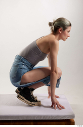 Woman White Slim Female Studio Poses